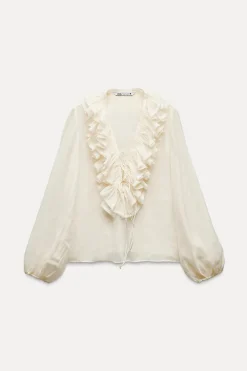 Fashion BLUSA VOLANTES ZW COLLECTION Mujer Camisas / Blusas