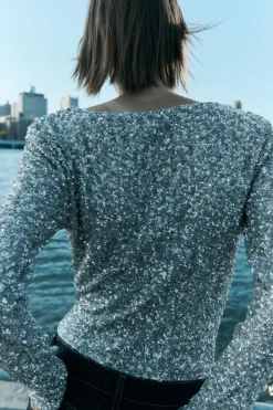 New BODY DRAPEADO LENTEJUELAS Mujer Tops / Bodies