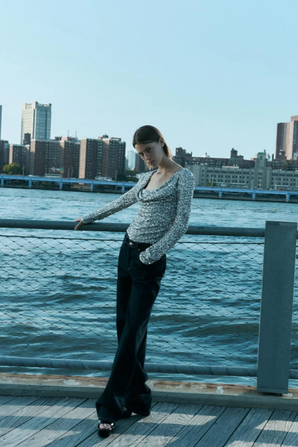 New BODY DRAPEADO LENTEJUELAS Mujer Tops / Bodies