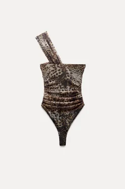 Best BODY DRAPEADO TUL ESTAMPADO ANIMAL Mujer Tops / Bodies