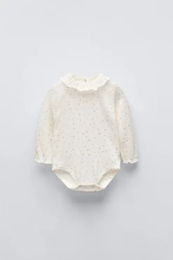 Niños ZARA 0 - 6 Meses·Bodies / Camisas|0 - 6 Meses·Básicos<BODY VOLANTE HOJITAS