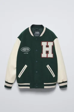 Niños ZARA 6 - 14 Años·Abrigos<BOMBER COMBINADA PIEL VARSITY