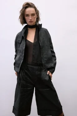 Discount BOMBER EFECTO ARRUGADO HILO METALIZADO Mujer Chaquetas / Cazadoras