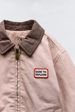 Niños ZARA 1½ - 6 Años·Abrigos|6 - 18 Meses·Abrigos / Buzos<BOMBER PARCHE CUELLO CONTRASTE