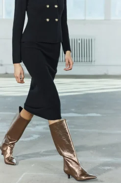 Fashion BOTA EFECTO METALIZADO TACÓN KITTEN Mujer Zapatos