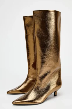 Fashion BOTA EFECTO METALIZADO TACÓN KITTEN Mujer Zapatos