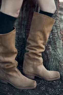 Hot BOTA SERRAJE CAÑA ANCHA Mujer Zapatos