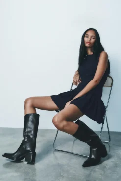 Hot BOTA TACÓN ANCHO PIEL Mujer Zapatos