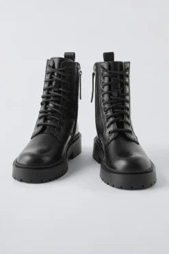 Niños ZARA 6 - 14 Años·Zapatos<BOTÍN PIEL CORDONES