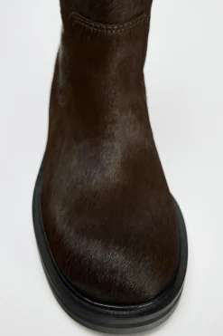 New BOTÍN PLANO PIEL CON PELO Mujer Zapatos