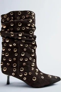 Fashion BOTÍN TACHAS SERRAJE Mujer Zapatos