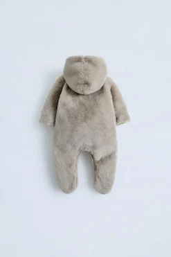 Niños ZARA 0 - 6 Meses·Sacos / Buzos|0 - 6 Meses·Básicos<BUZO EFECTO PELO CAPUCHA