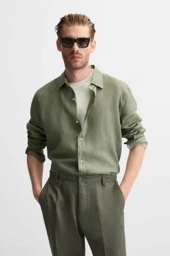 New CAMISA 100 % LINO Hombre Camisas