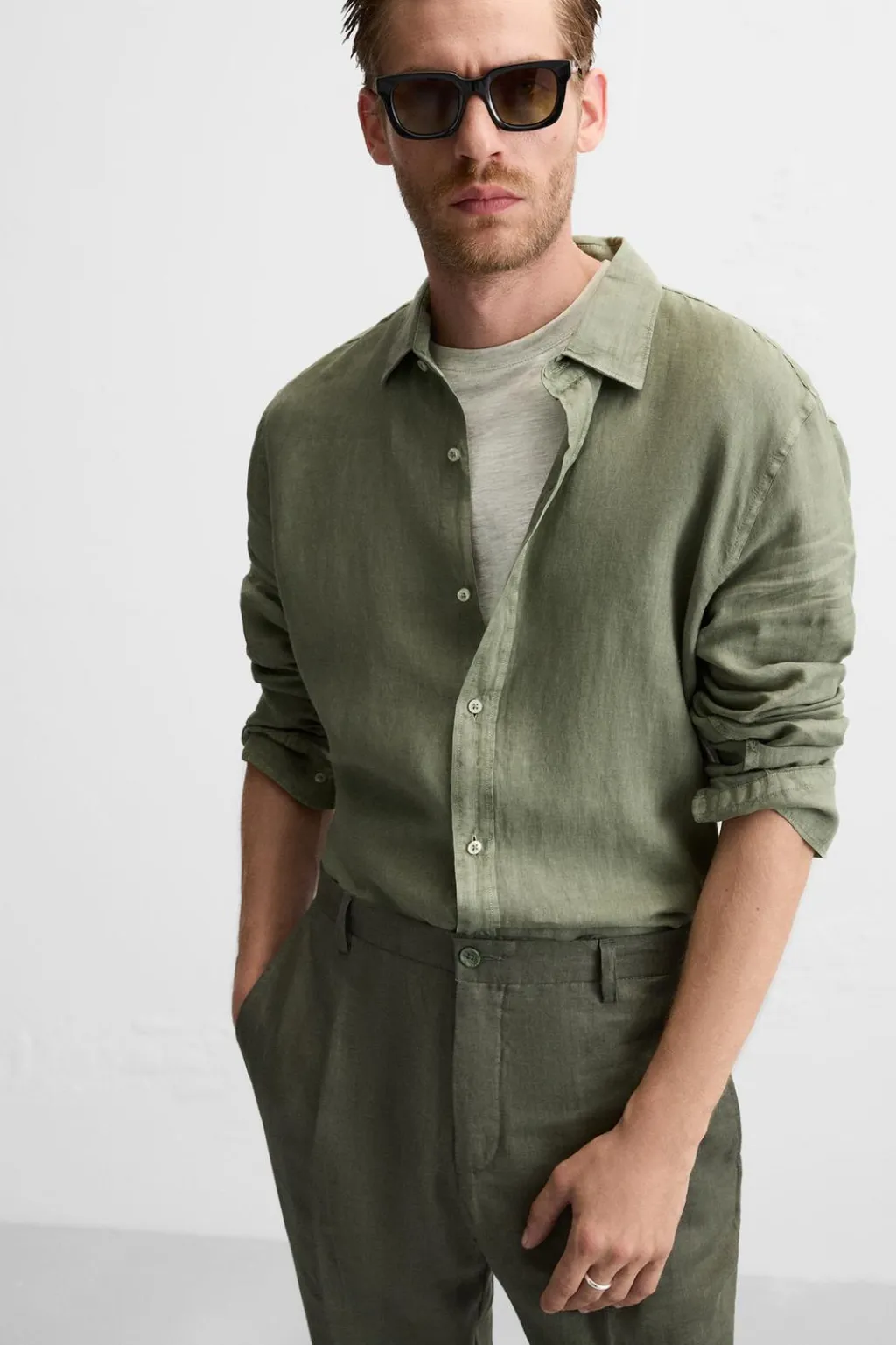 New CAMISA 100 % LINO Hombre Camisas