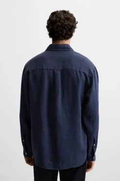 Hot CAMISA 100 % LINO Hombre Camisas