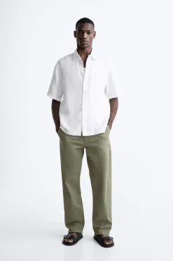 Hot CAMISA 100% LINO Hombre Camisas