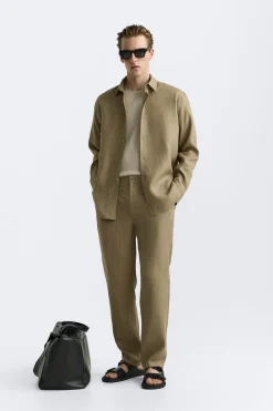 Fashion CAMISA 100% LINO Hombre Camisas