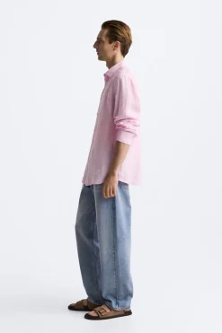 Hot CAMISA 100% LINO Hombre Camisas