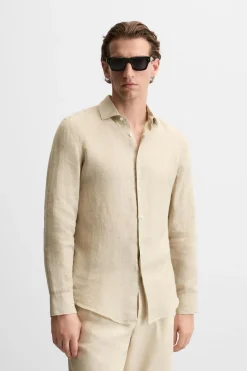 Fashion CAMISA 100% LINO Hombre Camisas