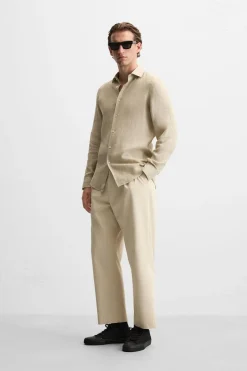 Fashion CAMISA 100% LINO Hombre Camisas