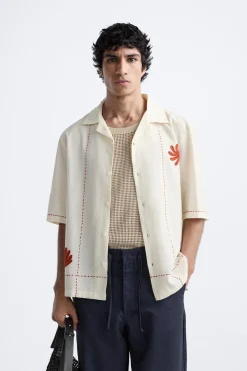 Hot CAMISA ALGODÓN - LINO BORDADOS Hombre Camisas