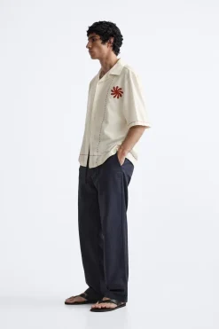 Hot CAMISA ALGODÓN - LINO BORDADOS Hombre Camisas