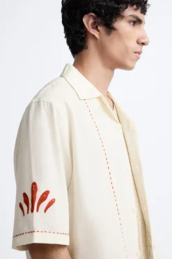 Hot CAMISA ALGODÓN - LINO BORDADOS Hombre Camisas