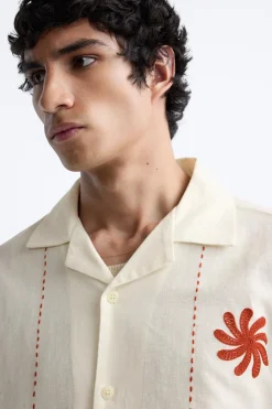 Hot CAMISA ALGODÓN - LINO BORDADOS Hombre Camisas