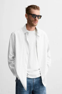 Discount CAMISA ALGODÓN - LYOCELL RAYAS Hombre Camisas