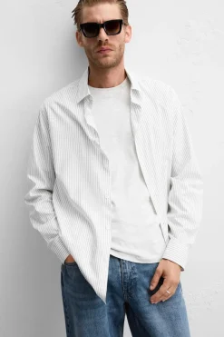 Discount CAMISA ALGODÓN - LYOCELL RAYAS Hombre Camisas