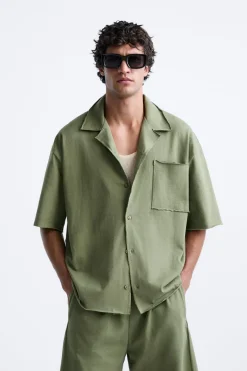 Hot CAMISA ALGODÓN BOLSILLO Hombre Camisas