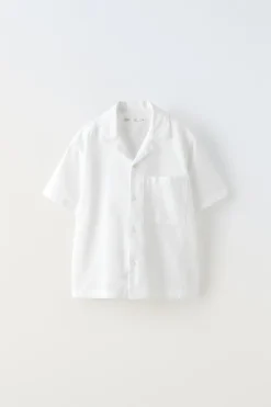 Niños ZARA 6 - 14 Años·Camisas / Sobrecamisas<CAMISA ALGODÓN CON LINO