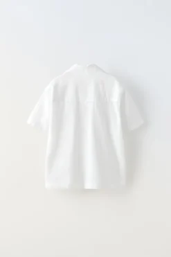 Niños ZARA 6 - 14 Años·Camisas / Sobrecamisas<CAMISA ALGODÓN CON LINO