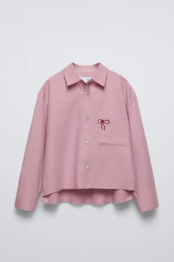 Niños ZARA 6 - 14 Años·Blusas / Camisas<CAMISA BORDADO BOLSILLO