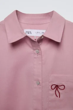 Niños ZARA 6 - 14 Años·Blusas / Camisas<CAMISA BORDADO BOLSILLO