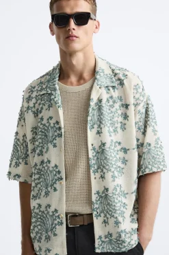 Outlet CAMISA BORDADO FLORAL Hombre Camisas