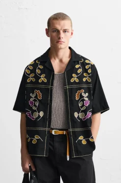 Clearance CAMISA BORDADO FLORAL Hombre Camisas