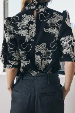 Sale CAMISA BORDADOS CONTRASTE ZW COLLECTION Mujer Camisas / Blusas