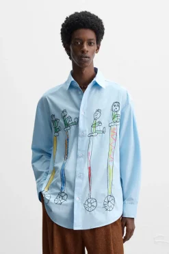 Hot CAMISA BORDADOS X HARRY LAMBERT Hombre Camisas