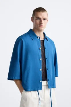 New CAMISA BOXY FIT ALGODÓN - LINO Hombre Camisas