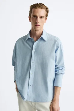 New CAMISA BOXY FIT RAYAS Hombre Camisas