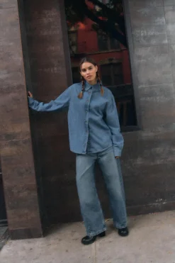 Discount CAMISA BÁSICA DENIM TRF Mujer Camisas / Blusas