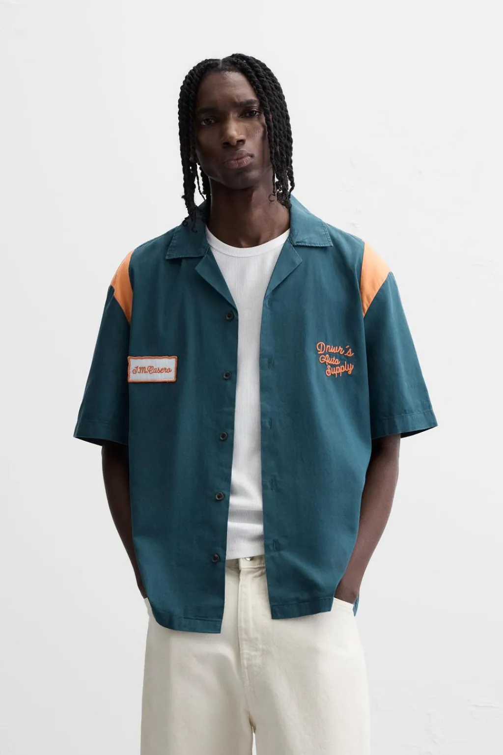 New CAMISA COLOR BLOCK PARCHE Hombre Camisas