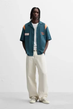 New CAMISA COLOR BLOCK PARCHE Hombre Camisas