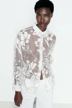 Fashion CAMISA COMBINADA DEVORÉ Mujer Camisas / Blusas