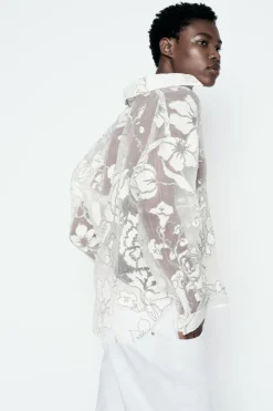 Fashion CAMISA COMBINADA DEVORÉ Mujer Camisas / Blusas