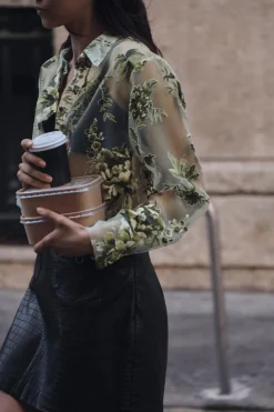 Online CAMISA COMBINADA DEVORÉ Mujer Camisas / Blusas