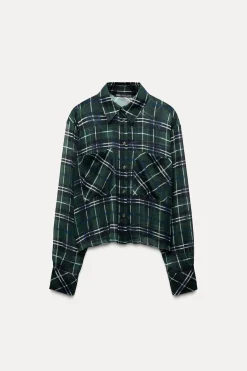 Discount CAMISA CORTA CUADROS HILO METALIZADO Mujer Camisas / Blusas