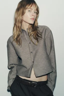 Fashion CAMISA CORTA PLIEGUE ZW COLLECTION Mujer Camisas / Blusas