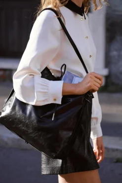 Sale CAMISA CREPE CUELLO COMBINADO Mujer Camisas / Blusas